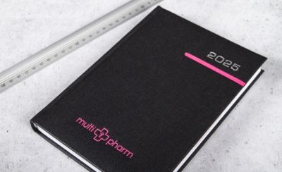 Organizer biznesowy a4 z paskiem, różowy hot stamping  