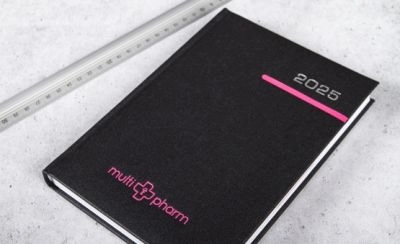 Organizer biznesowy a4 z paskiem, różowy hot stamping  