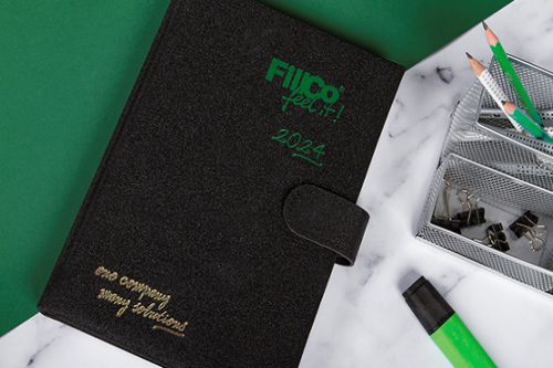 Organizer zamykany na plakietkę i zielony hotstamping